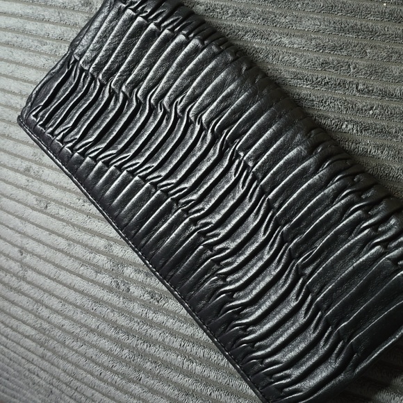 Euc coach large pleated leather clutch bag purple lined - Picture 3 of 4